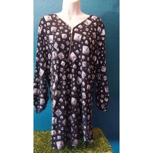 Michael Kors A Line Shirt Dress Womens Blouson Small Diamonds Black and Silver
